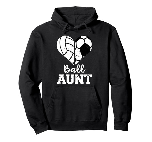 Ball Aunt Heart Funny Soccer Hoodie - Minimalist Print Men Women - T-Shirt, Sweatshirt, Hoodie