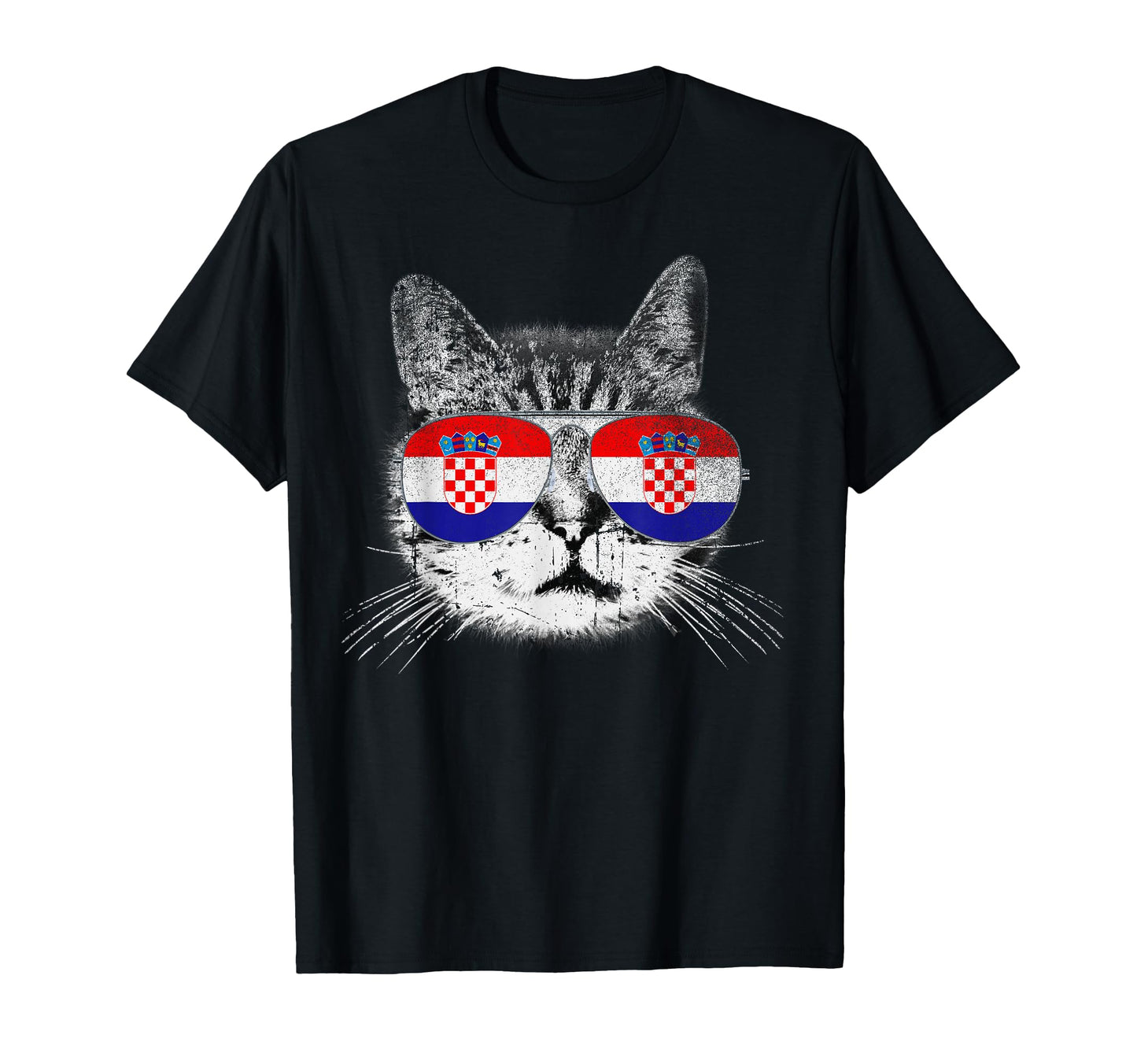 Croatian Croatia Flag Country Roots Cat T-Shirt - Novelty Apparel Unisex - T-Shirt, Sweatshirt, Hoodie