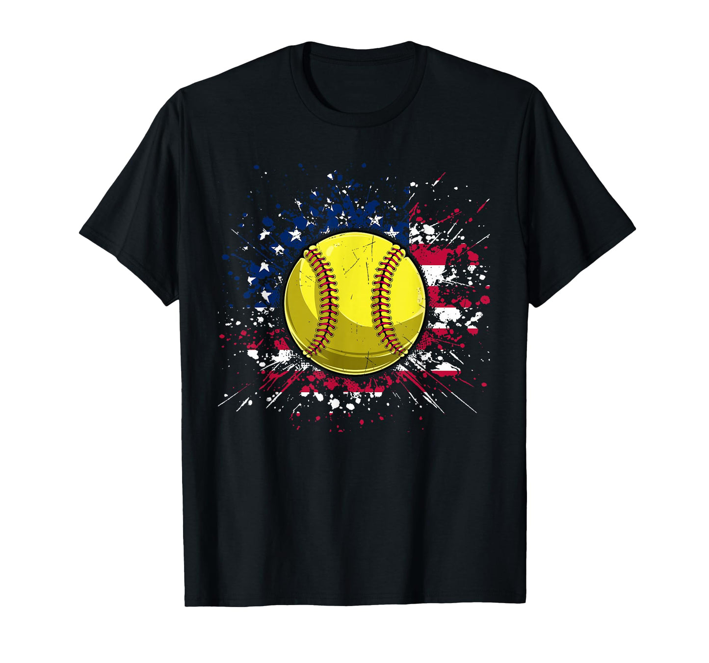 Softball 4Th July Usa American Flag T-Shirt - Unique Graphic Men Women - T-Shirt, Sweatshirt, Hoodie