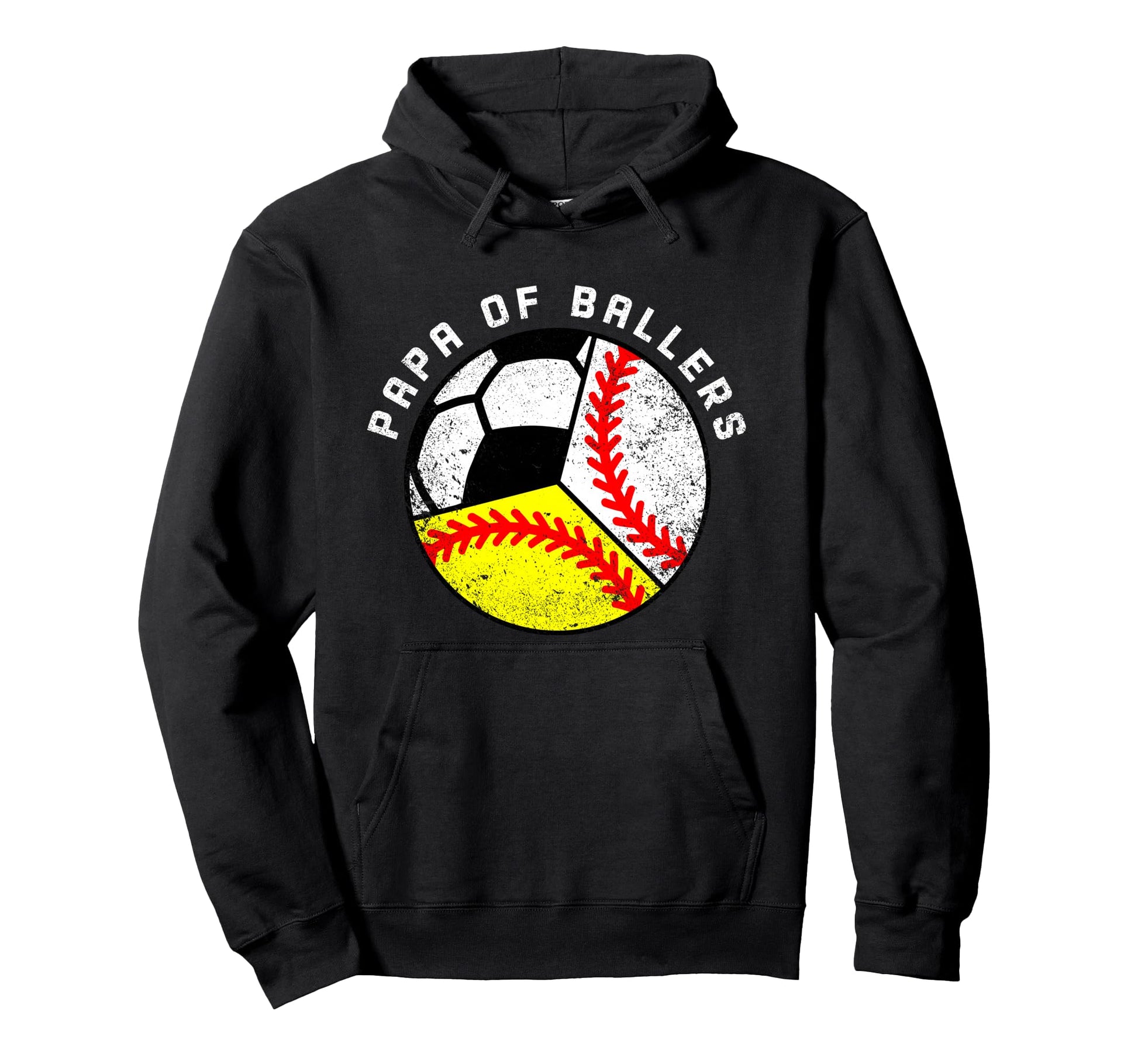 Papa Ballers Funny Baseball Softball Hoodie - Graphic Print Men Women - T-Shirt, Sweatshirt, Hoodie