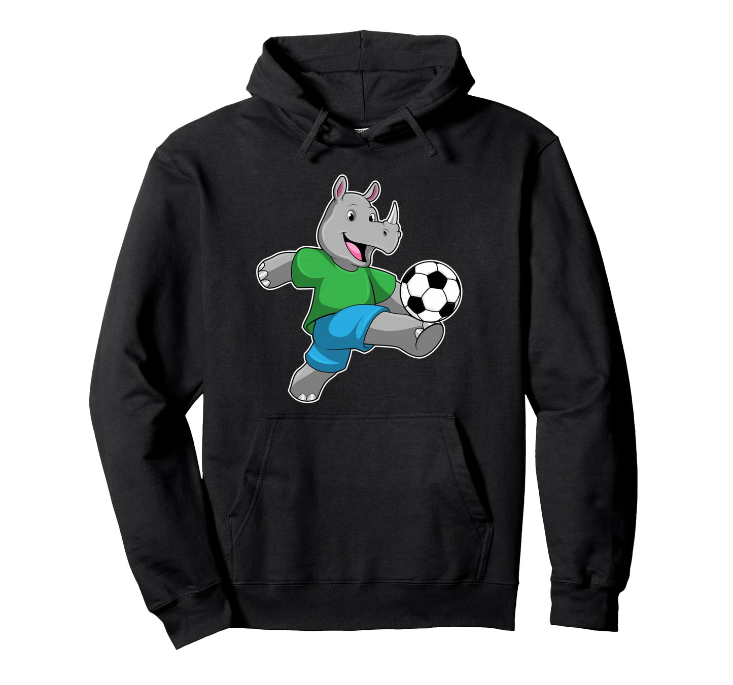 Rhino Soccer Player Soccer Sports Hoodie - Fun Novelty Design Unisex - T-Shirt, Sweatshirt, Hoodie