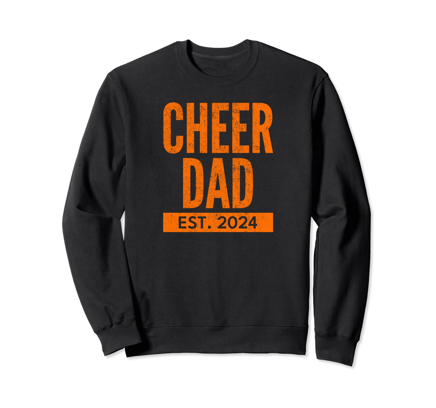 Cheer Dad Orange Cheerleading Est 2024 Sweatshirt - Unique Graphic Unisex - T-Shirt, Sweatshirt, Hoodie
