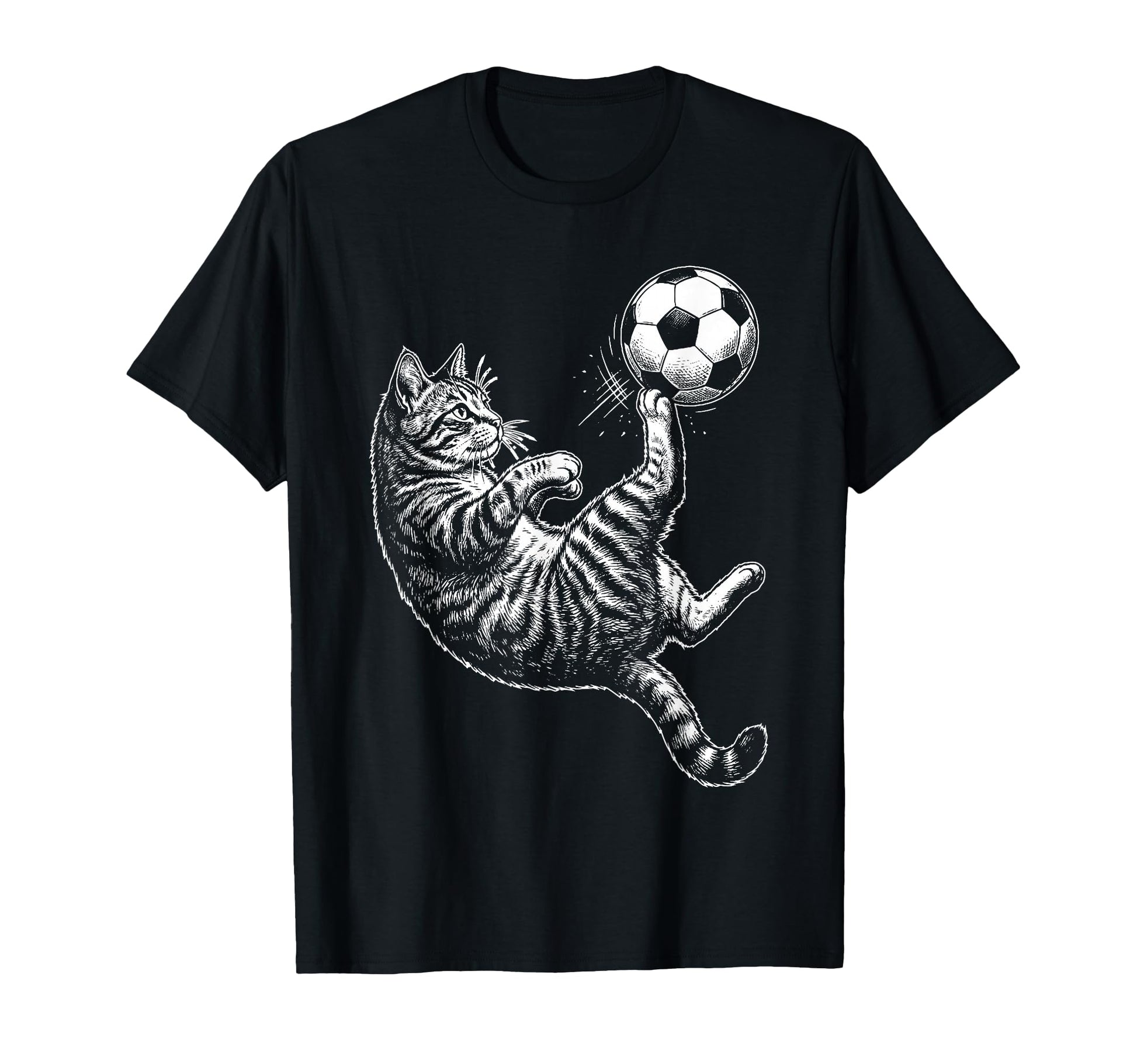 Funny Soccer Cat Kicking Ball Animal T-Shirt - Novelty Apparel for Adults - T-Shirt, Sweatshirt, Hoodie