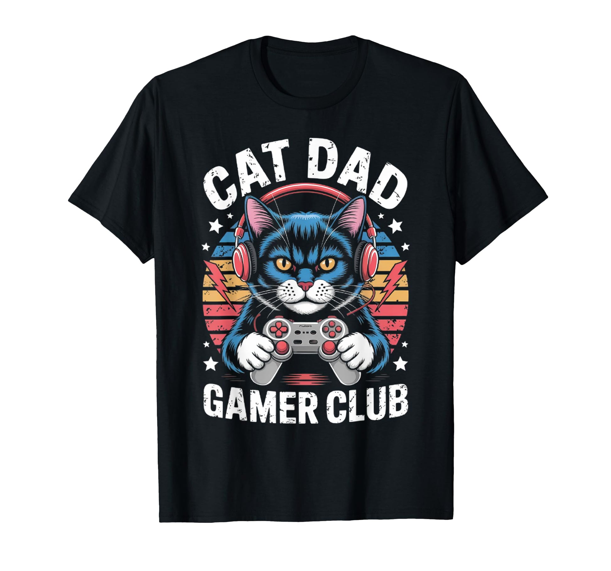 Funny Cat Dad Gamer Club Him Video T-Shirt - Casual Everyday Wear Unisex - T-Shirt, Sweatshirt, Hoodie