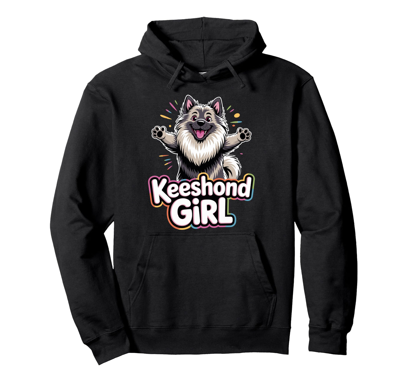 Womens Keeshond Cartoon Dutch Canine Pup Hoodie - Trendy Graphic Unisex - T-Shirt, Sweatshirt, Hoodie