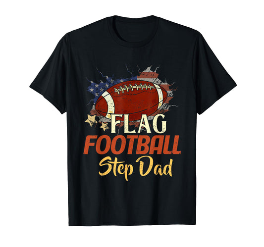 American Flag Football Step Dad T-Shirt - Aesthetic Graphic for Adults - T-Shirt, Sweatshirt, Hoodie