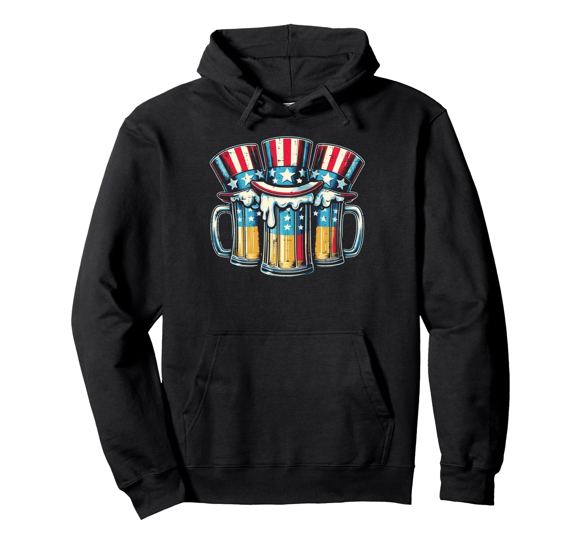 4Th July American Flag Mugs Hats Funny Dad Hoodie - Graphic Print Unisex - T-Shirt, Sweatshirt, Hoodie