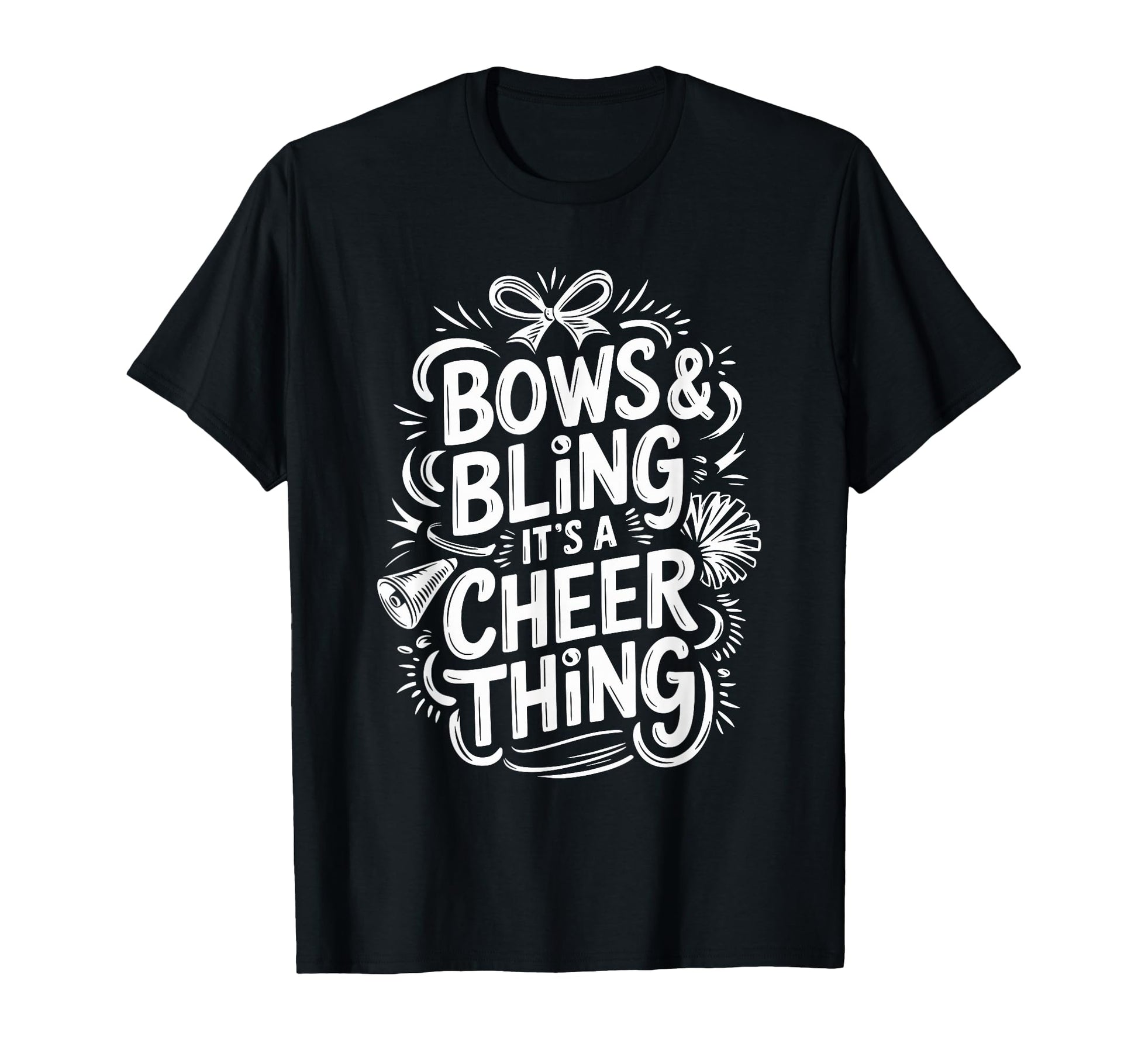 Bows Bling Its Cheer Thing Cheerleader T-Shirt - Aesthetic Graphic Unisex - T-Shirt, Sweatshirt, Hoodie