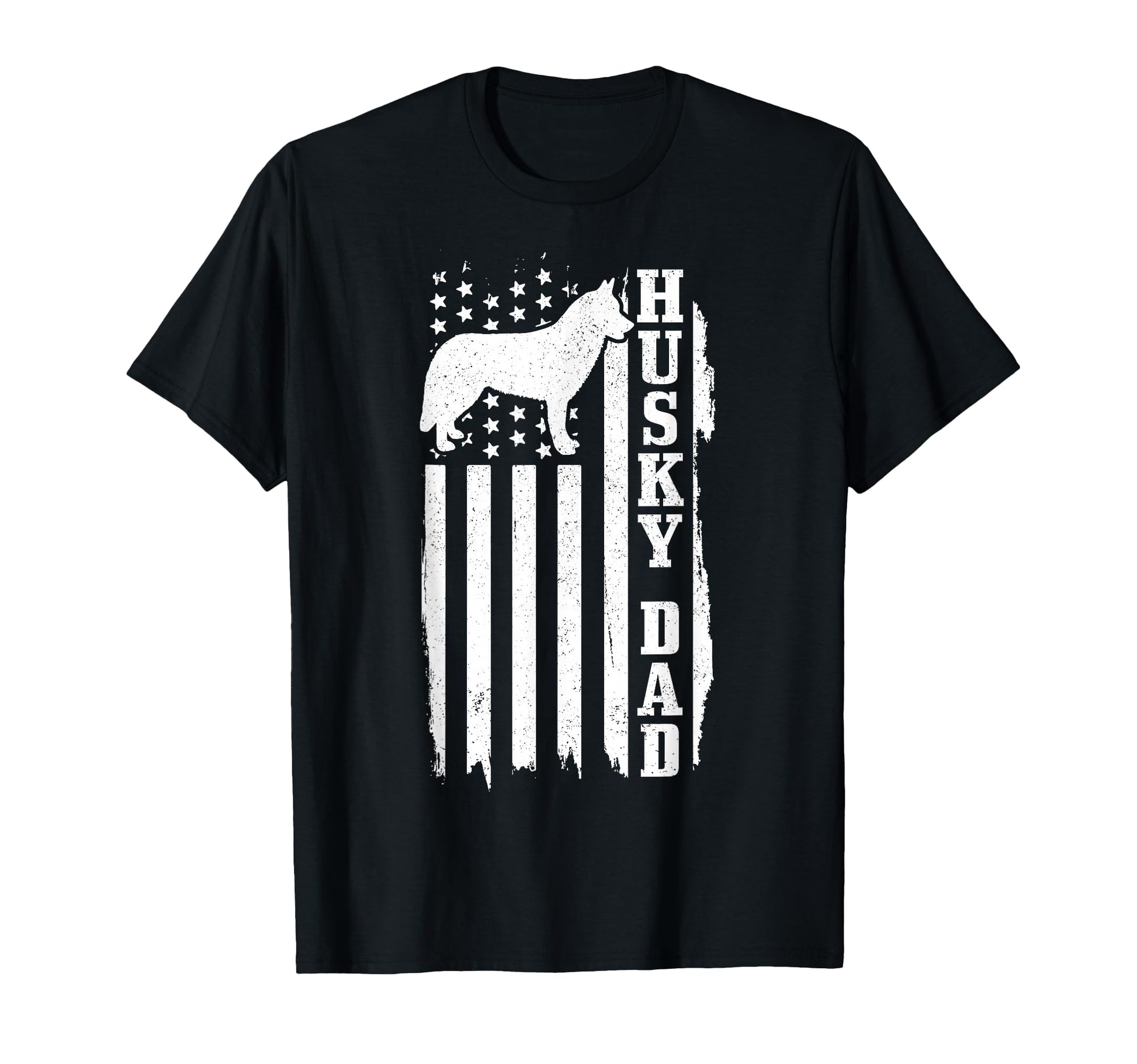 Husky Dad American Flag Patriotic Dog T-Shirt - Graphic Print Unisex - T-Shirt, Sweatshirt, Hoodie