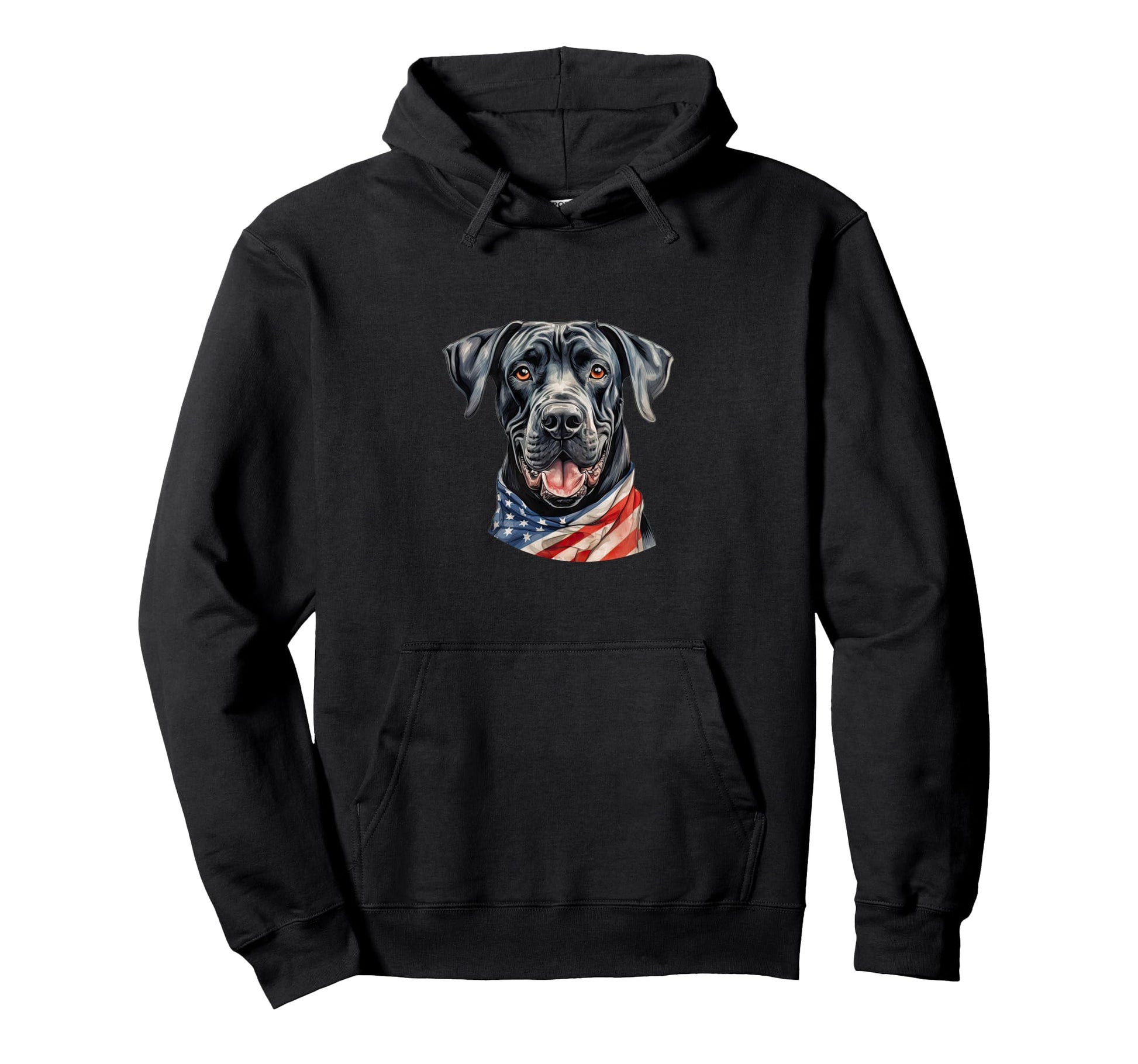 Great Dane Us Flag Bandana Gentle Giant Hoodie - Unique Graphic for Adults - T-Shirt, Sweatshirt, Hoodie