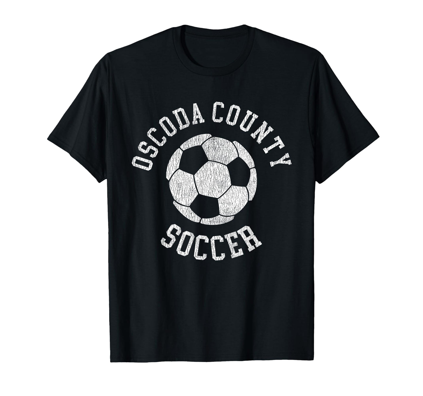 Oscoda County Soccer Distressed 90S T-Shirt - Novelty Apparel for Adults - T-Shirt, Sweatshirt, Hoodie