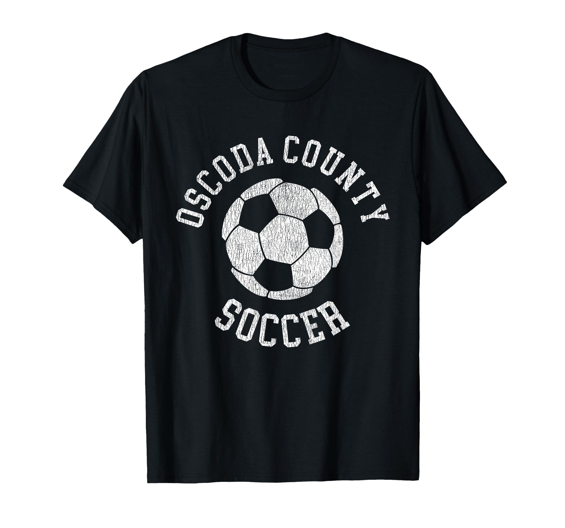 Oscoda County Soccer Distressed 90S T-Shirt - Novelty Apparel for Adults - T-Shirt, Sweatshirt, Hoodie