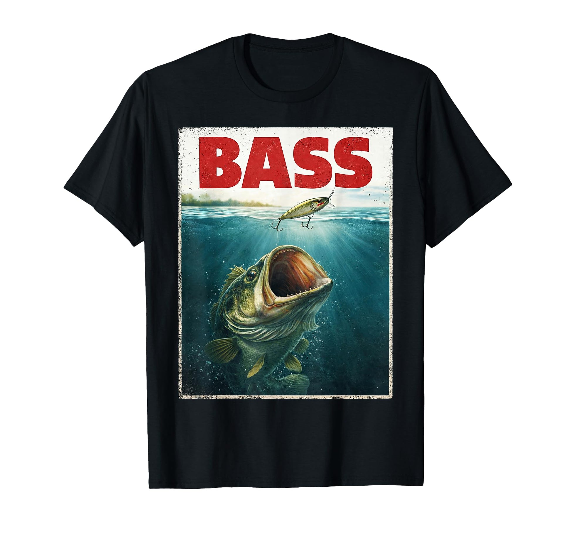 Funny Bass Fish Dad Fishing Mouth T-Shirt - Fun Novelty Design Men Women - T-Shirt, Sweatshirt, Hoodie