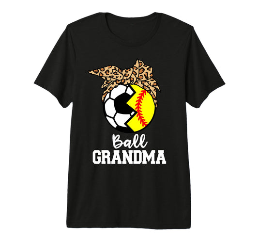 Ball Grandma Soccer Softball Leopard T-Shirt - Novelty Apparel Men Women - T-Shirt, Sweatshirt, Hoodie