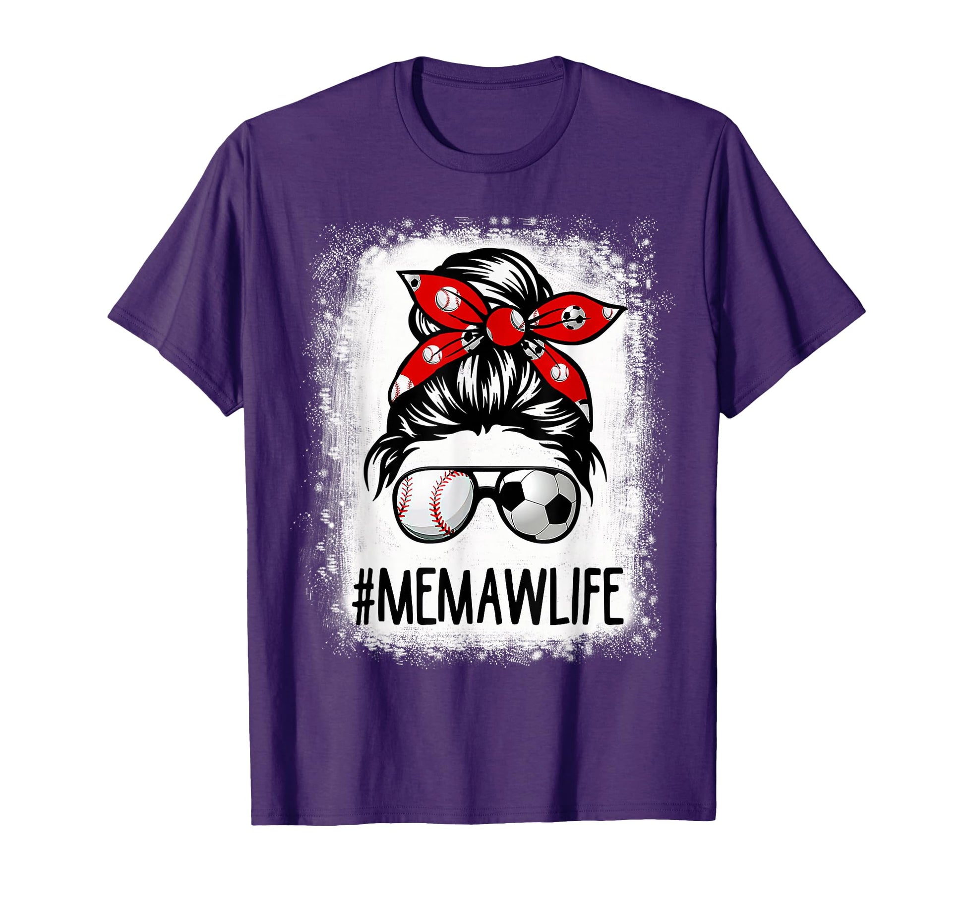 Bleached Memaw Life Soccer Messy Bun T-Shirt - Minimalist Print Unisex - T-Shirt, Sweatshirt, Hoodie