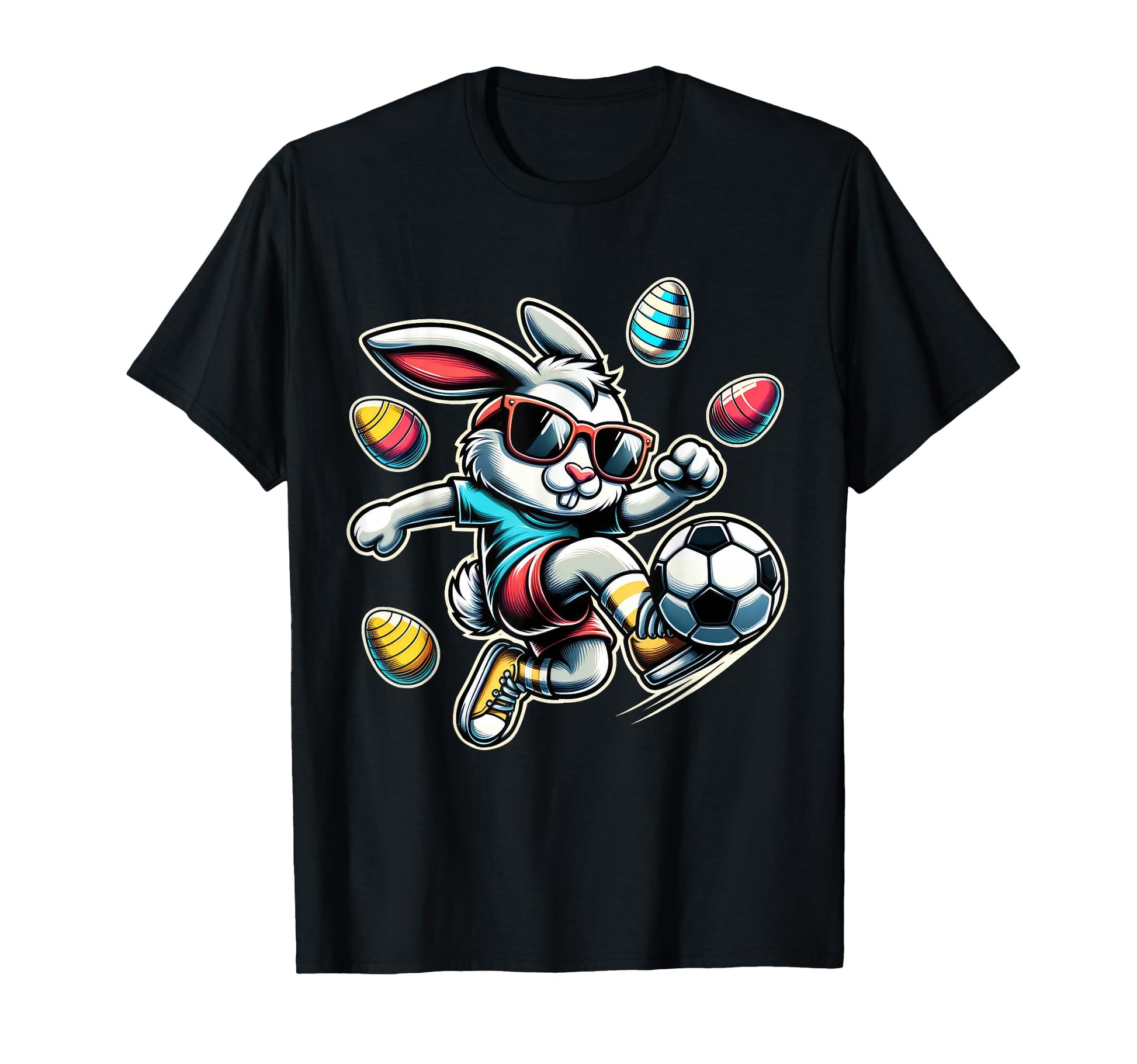 Happy Easter Soccer Easter Bunny Funny T-Shirt - Trendy Graphic for Adults - T-Shirt, Sweatshirt, Hoodie