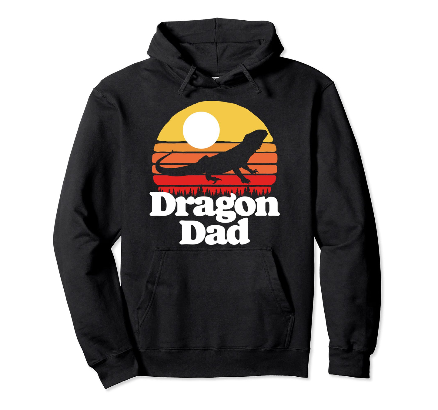 Bearded Dragon Dad 80S Sunset Hoodie - Casual Everyday Wear for Adults - T-Shirt, Sweatshirt, Hoodie