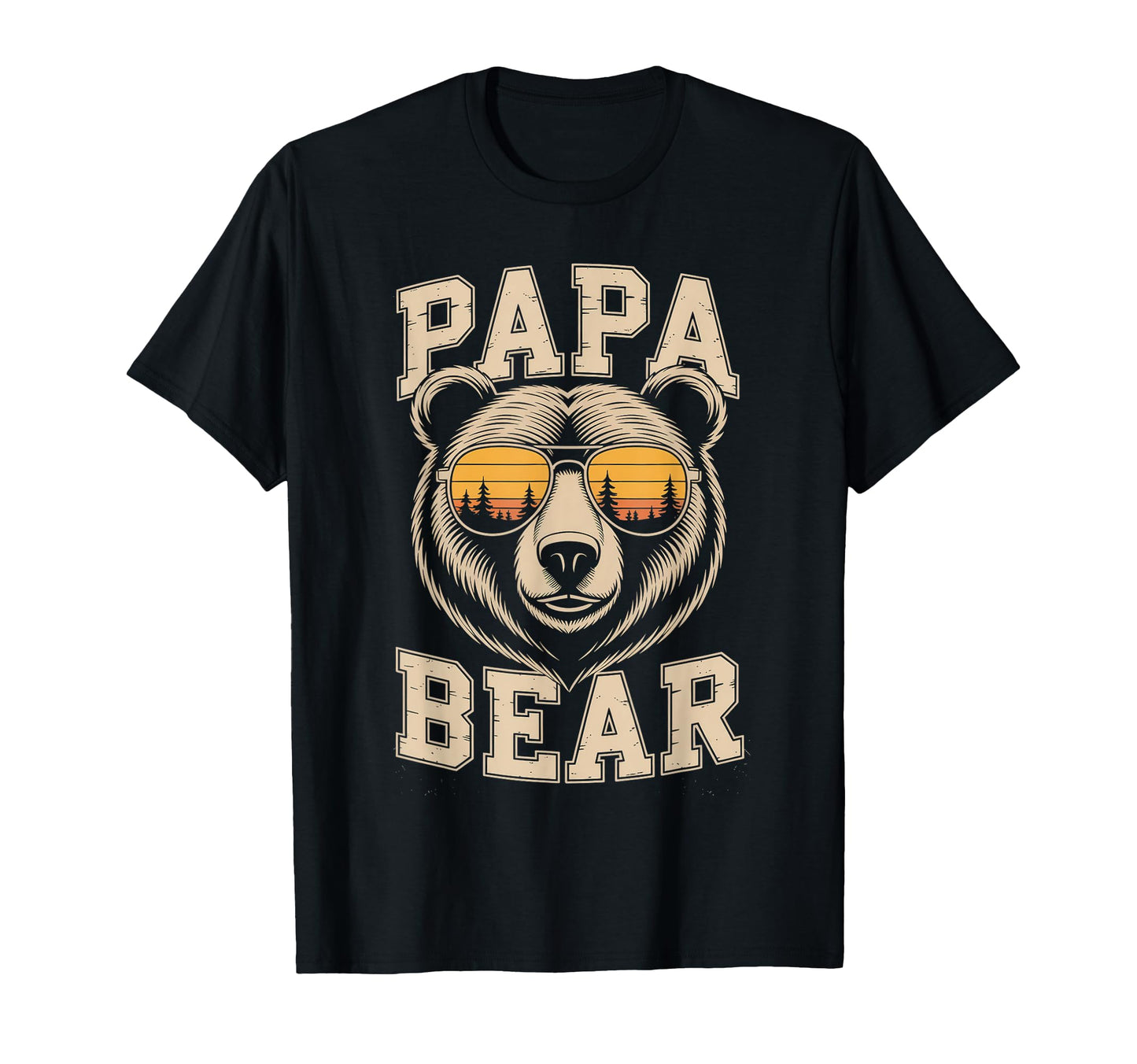 Papa Bear Sunset Forest Shades T-Shirt - Novelty Apparel Men Women - T-Shirt, Sweatshirt, Hoodie