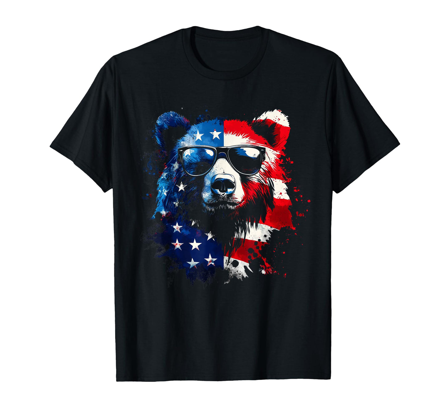Patriotic Bear American Flag T-Shirt - Casual Everyday Wear Men Women - T-Shirt, Sweatshirt, Hoodie