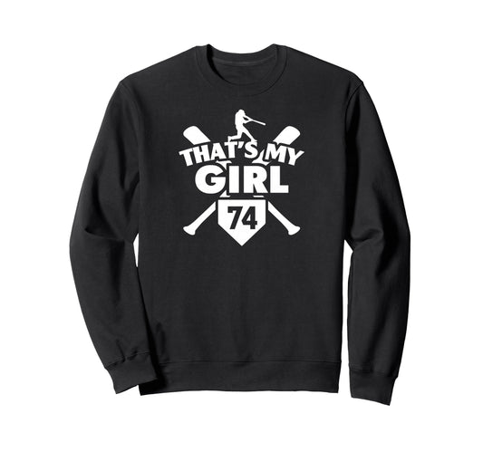 Baseball Mom Dad Thats My 74 Softball Sweatshirt - Graphic Print Unisex - T-Shirt, Sweatshirt, Hoodie