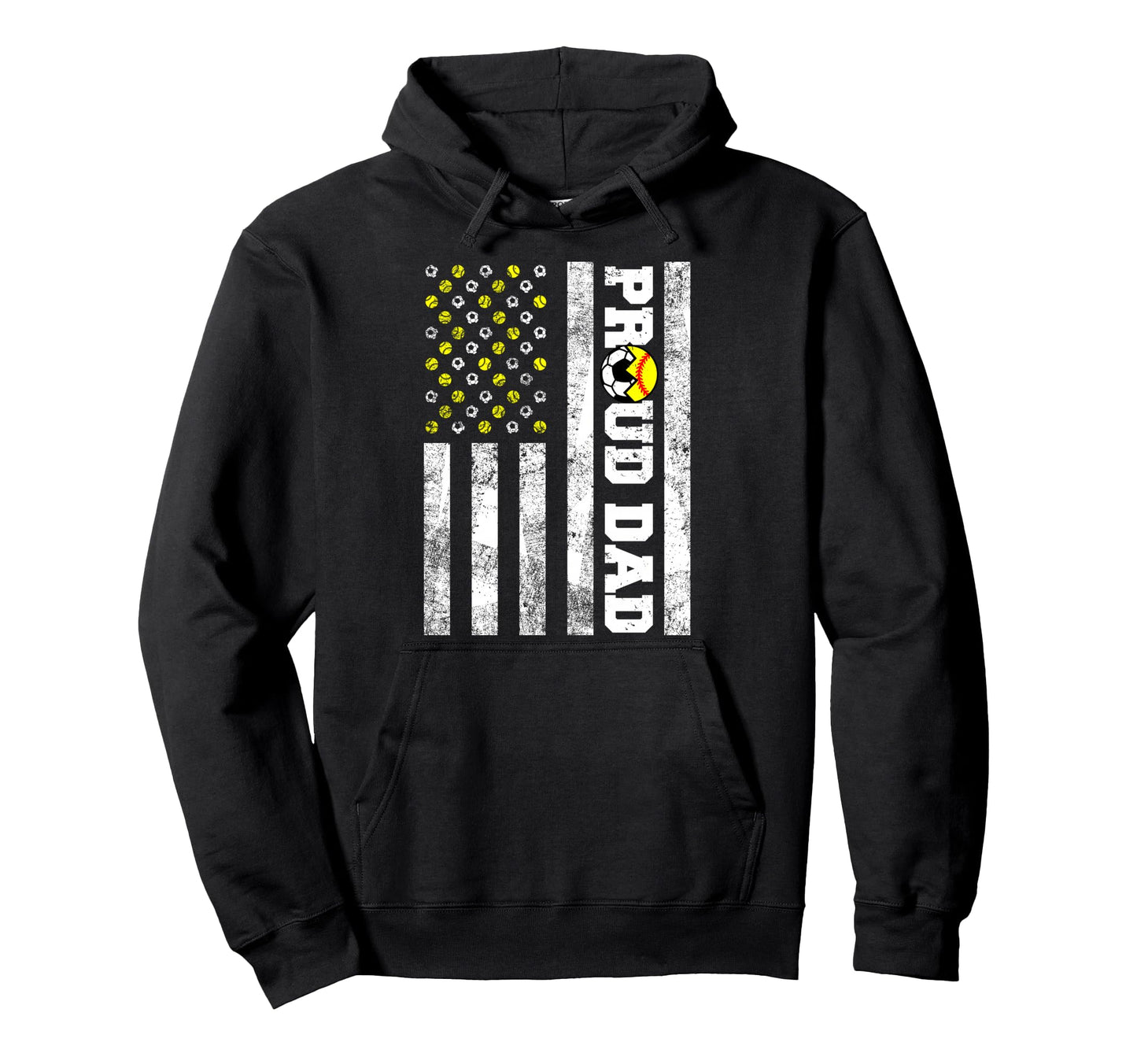 Proud Dad American Flag Funny Soccer Hoodie - Aesthetic Graphic for Adults - T-Shirt, Sweatshirt, Hoodie