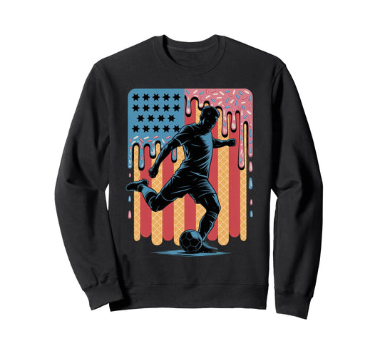 American Usa Flag Ice Cream Drip Sweatshirt - Aesthetic Graphic Men Women - T-Shirt, Sweatshirt, Hoodie