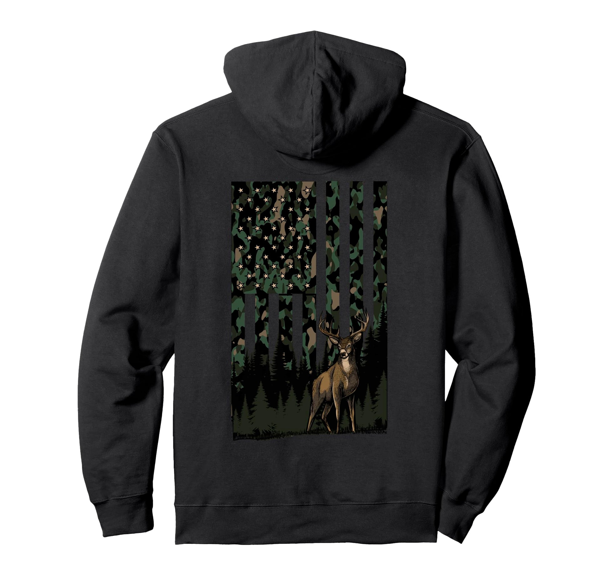 Camo Deer American Flag Hunting Gifts Hoodie - Aesthetic Graphic Men Women - T-Shirt, Sweatshirt, Hoodie
