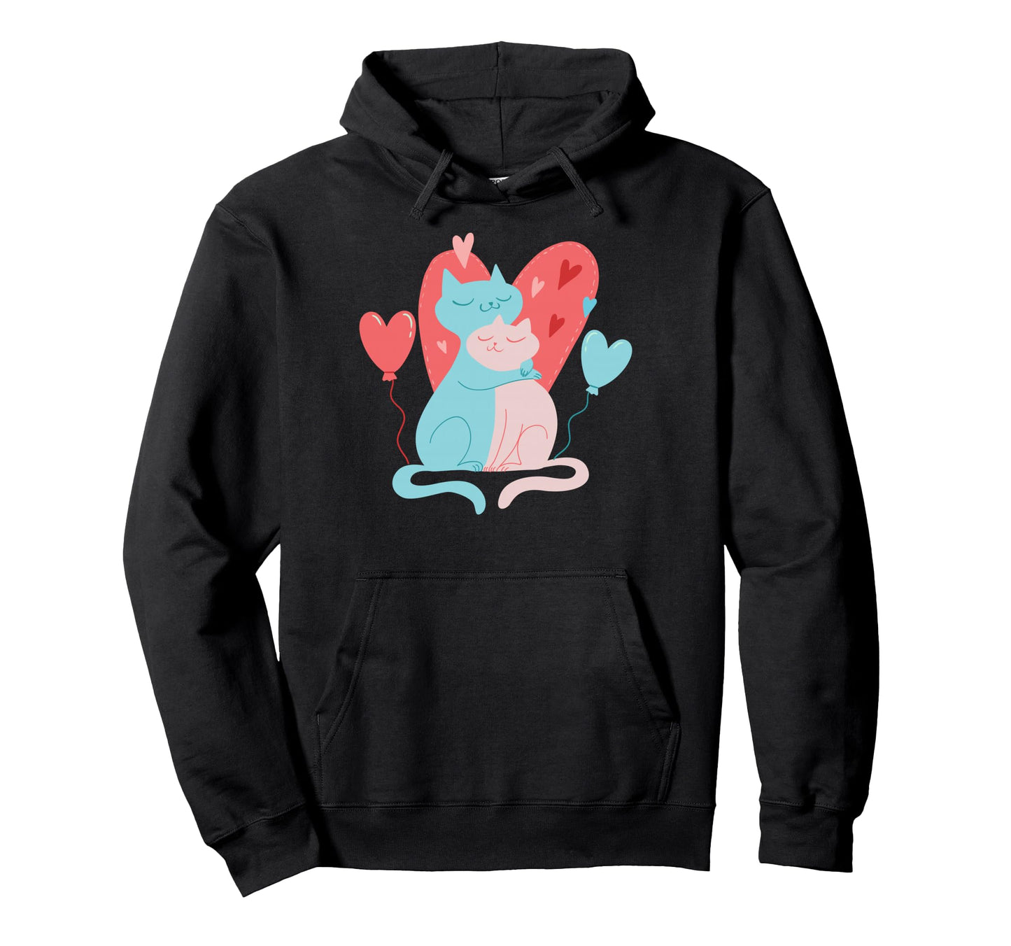 Valentines Day Cat Couple Hoodie - Casual Everyday Wear Men Women - T-Shirt, Sweatshirt, Hoodie