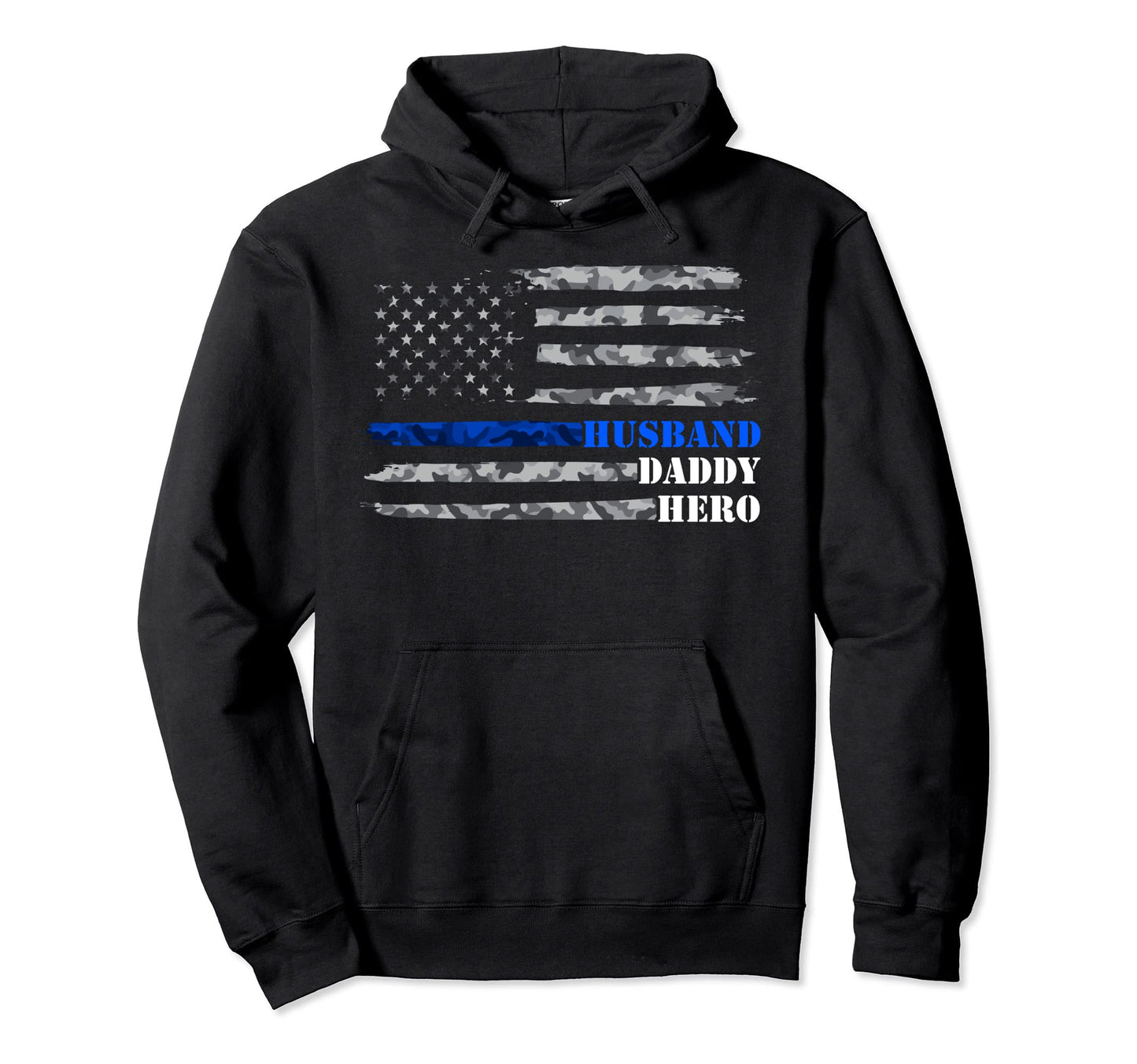 Thin Blue Line Police Dad Hero Husband Hoodie - Trendy Graphic for Adults - T-Shirt, Sweatshirt, Hoodie