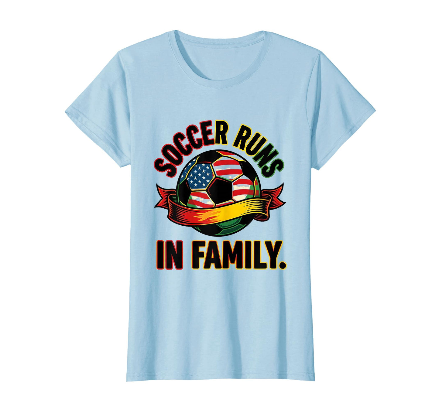 Soccer Runs Family American Flag T-Shirt - Unique Graphic Unisex - T-Shirt, Sweatshirt, Hoodie