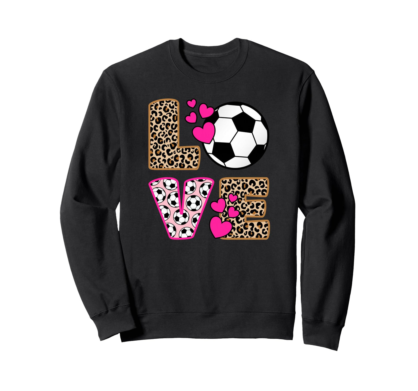 Love Soccer Leopard Soccer Sweatshirt - Aesthetic Graphic Men Women - T-Shirt, Sweatshirt, Hoodie
