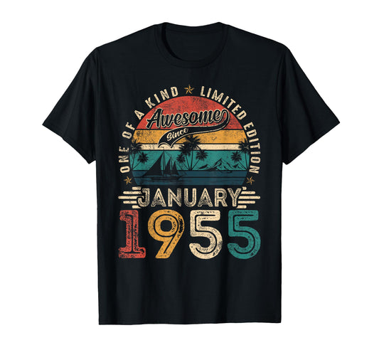 71 Year Old January 1955 71St T-Shirt - Minimalist Print Men Women - T-Shirt, Sweatshirt, Hoodie
