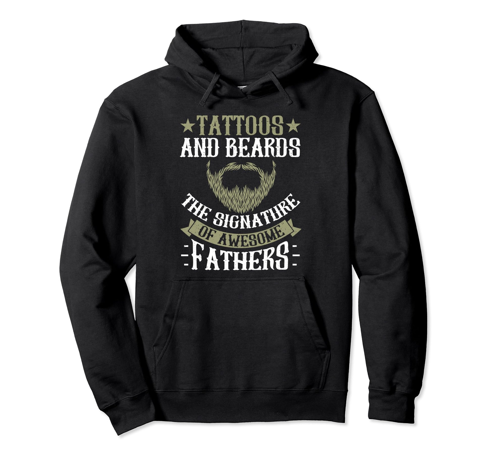 Bearded Inked Dad Beard Tattoo Hoodie - Fun Novelty Design Men Women - T-Shirt, Sweatshirt, Hoodie