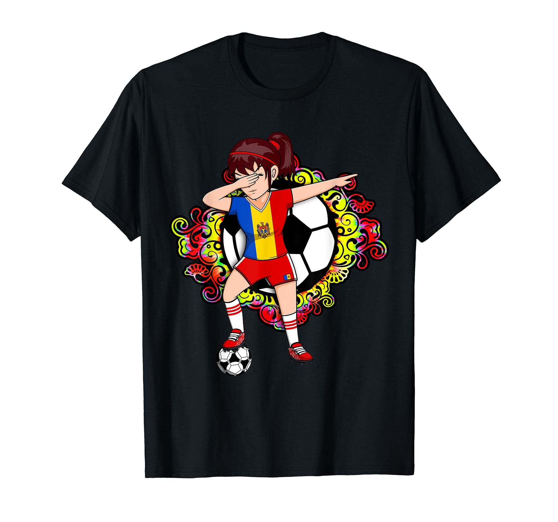 Dabbing Soccer Moldova Jersey Floral T-Shirt - Aesthetic Graphic Men Women - T-Shirt, Sweatshirt, Hoodie