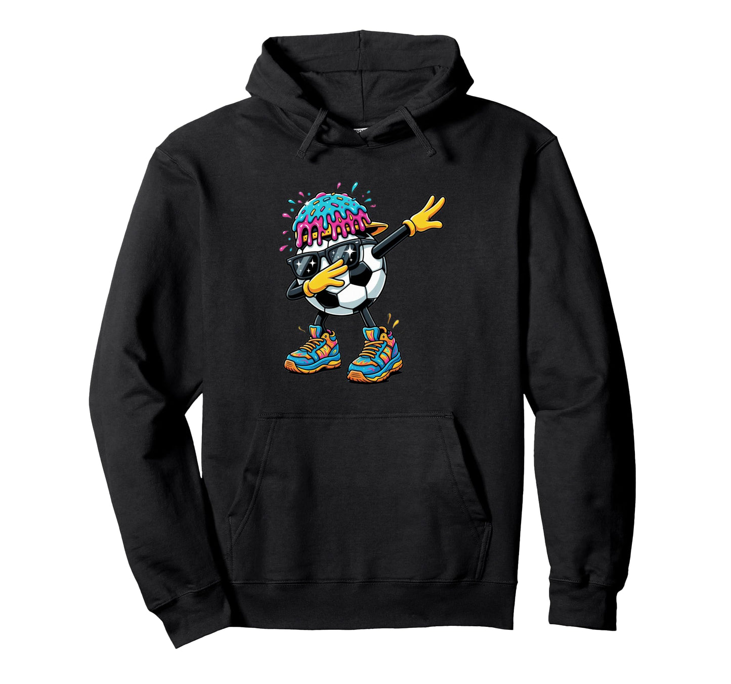 Funny Soccer Ball Dabbing Character Hoodie - Streetwear Style for Adults - T-Shirt, Sweatshirt, Hoodie