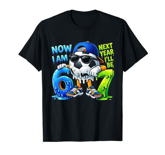 6Th Birthday Soccer Ice Cream Drip T-Shirt - Aesthetic Graphic Men Women - T-Shirt, Sweatshirt, Hoodie