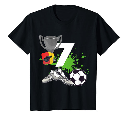 7Th Birthday 7 Years Soccer Footballer T-Shirt - Aesthetic Graphic Unisex - T-Shirt, Sweatshirt, Hoodie