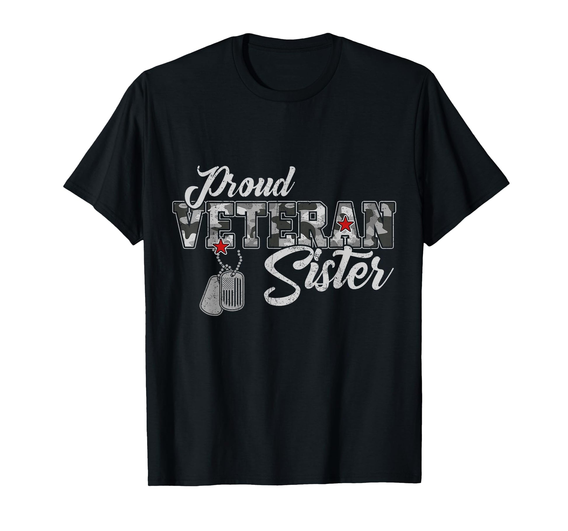 Proud Veteran Sister Camouflage T-Shirt - Aesthetic Graphic for Adults - T-Shirt, Sweatshirt, Hoodie