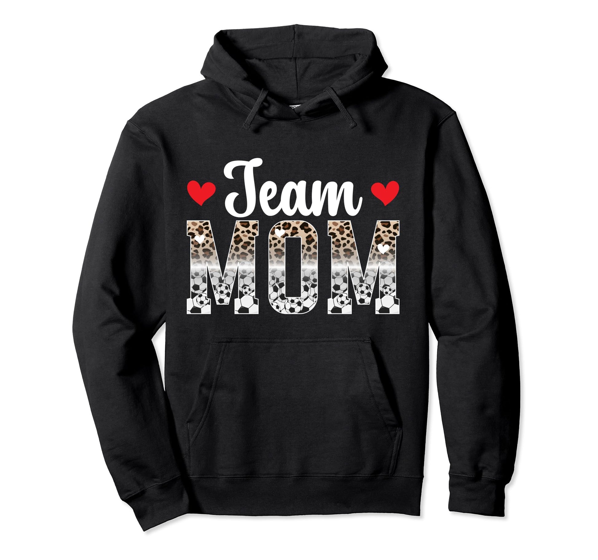 Team Mom Leopard Soccer Team Mom Hoodie - Novelty Apparel for Adults - T-Shirt, Sweatshirt, Hoodie