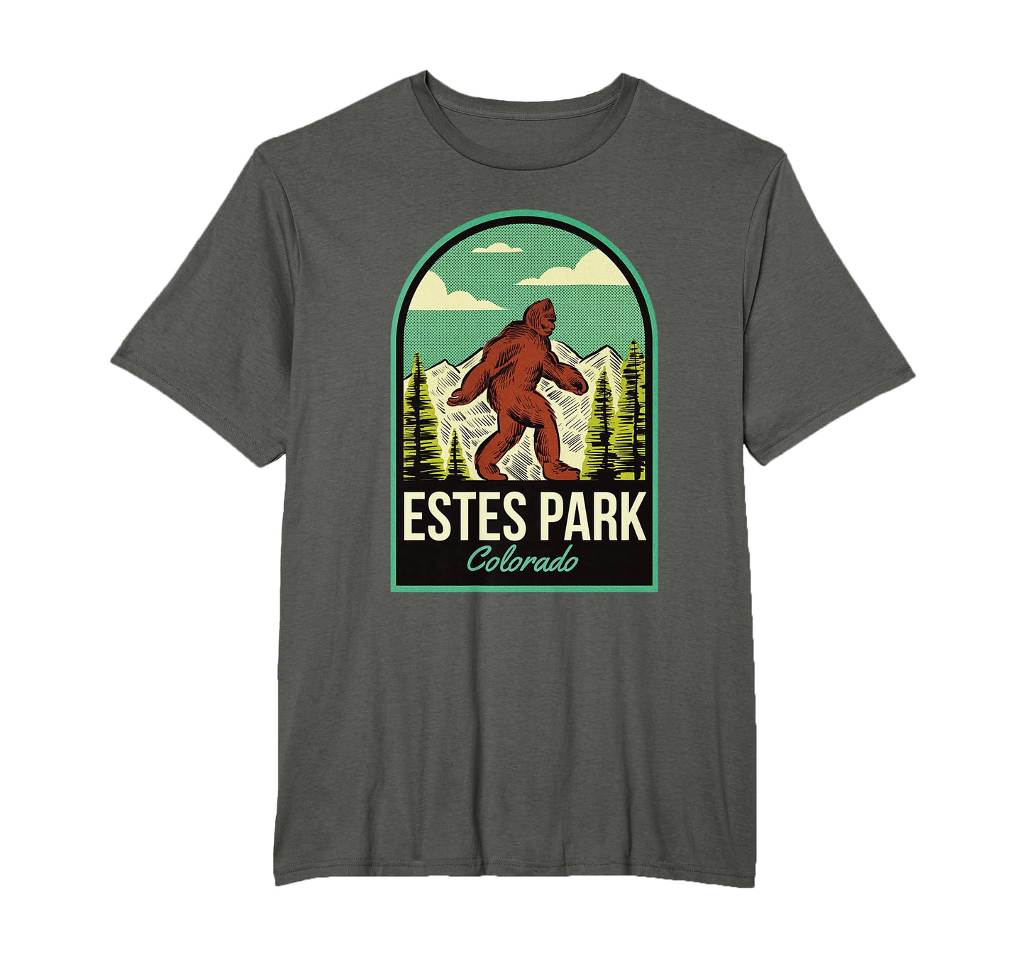 Estes Park Co Bigfoot Travel T-Shirt - Trendy Graphic Unisex - T-Shirt, Sweatshirt, Hoodie