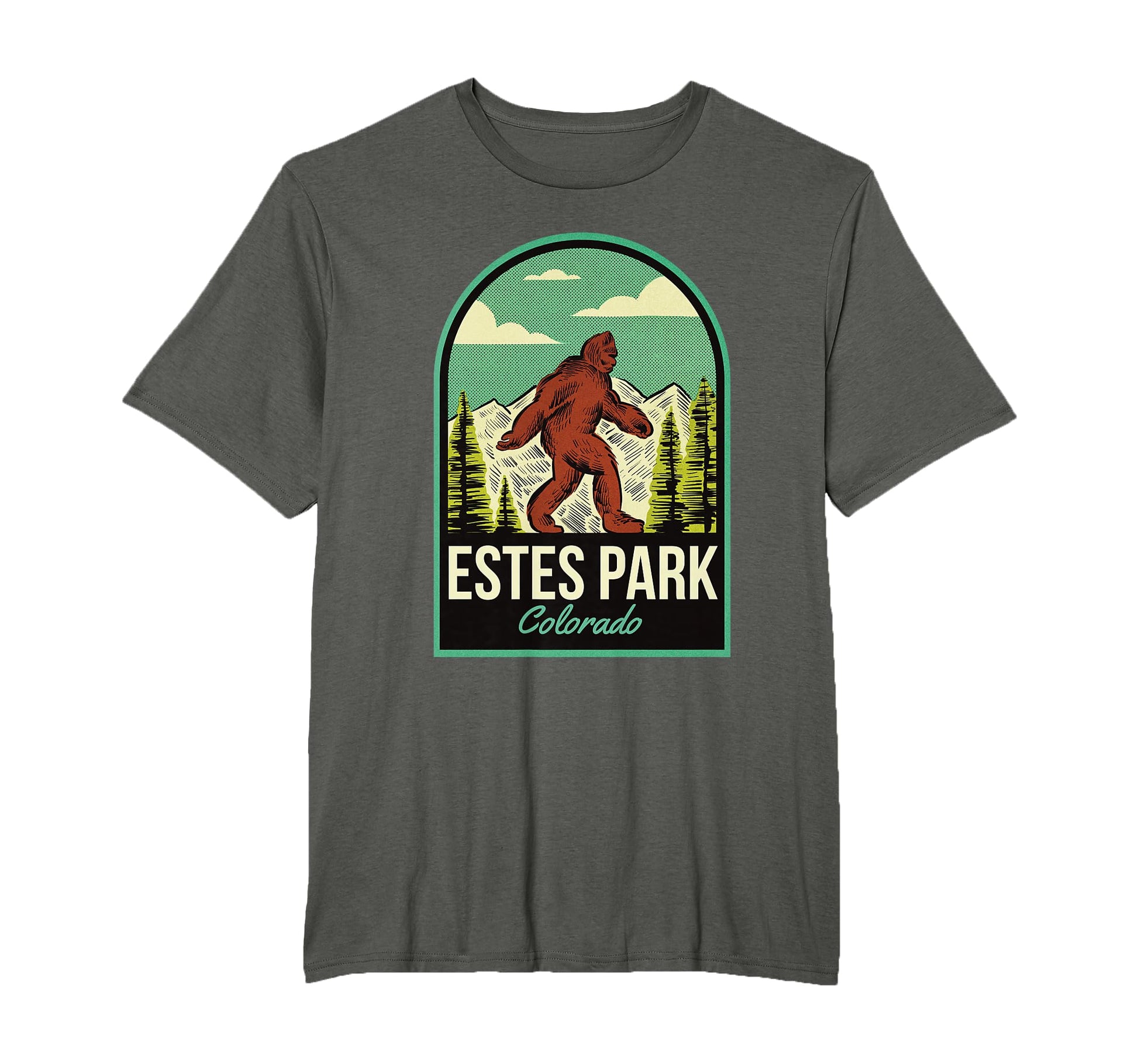 Estes Park Co Bigfoot Travel T-Shirt - Trendy Graphic Unisex - T-Shirt, Sweatshirt, Hoodie