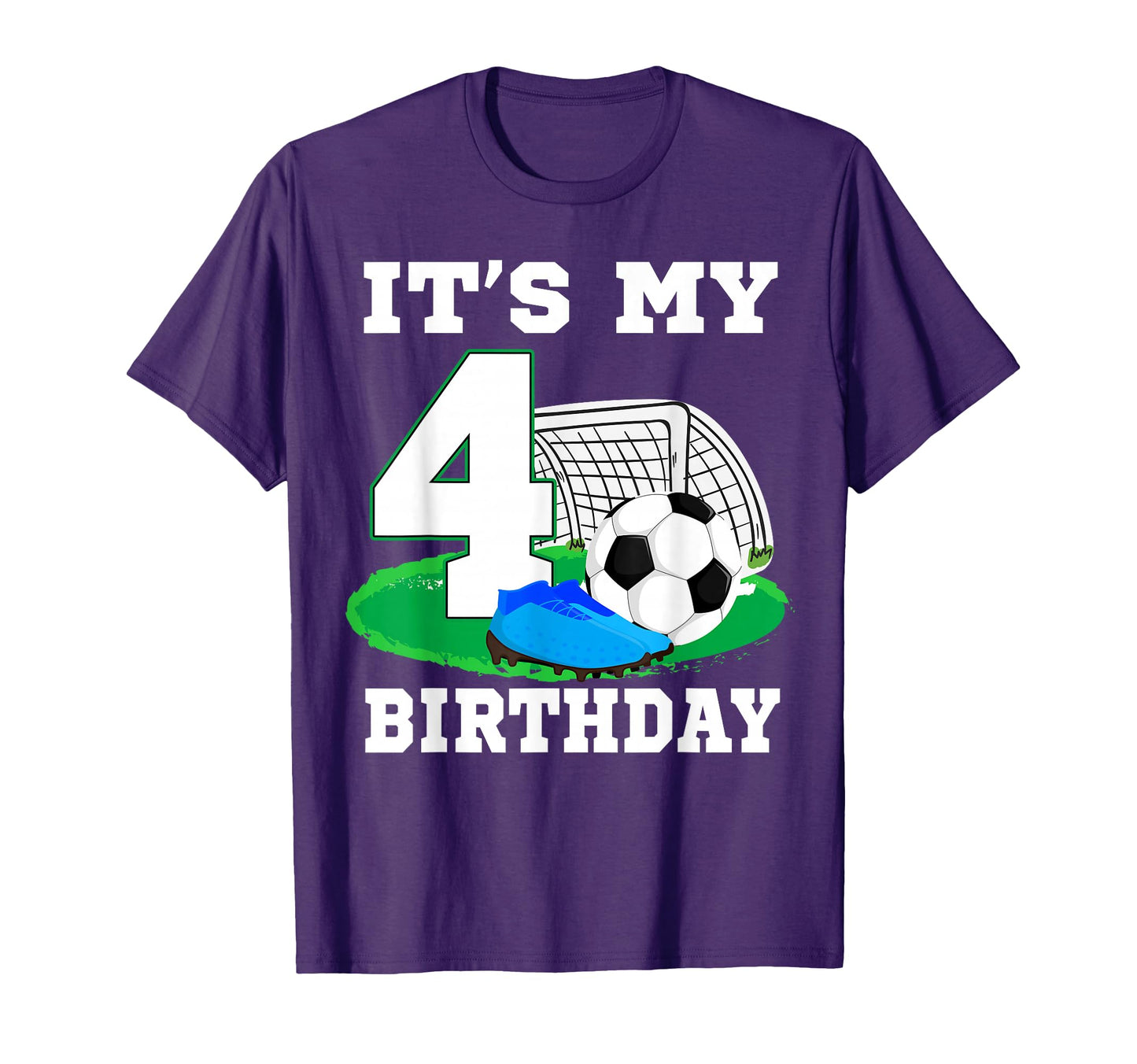 Its My 4 Year Old Birthday Soccer 4Th T-Shirt - Minimalist Print Men Women - T-Shirt, Sweatshirt, Hoodie