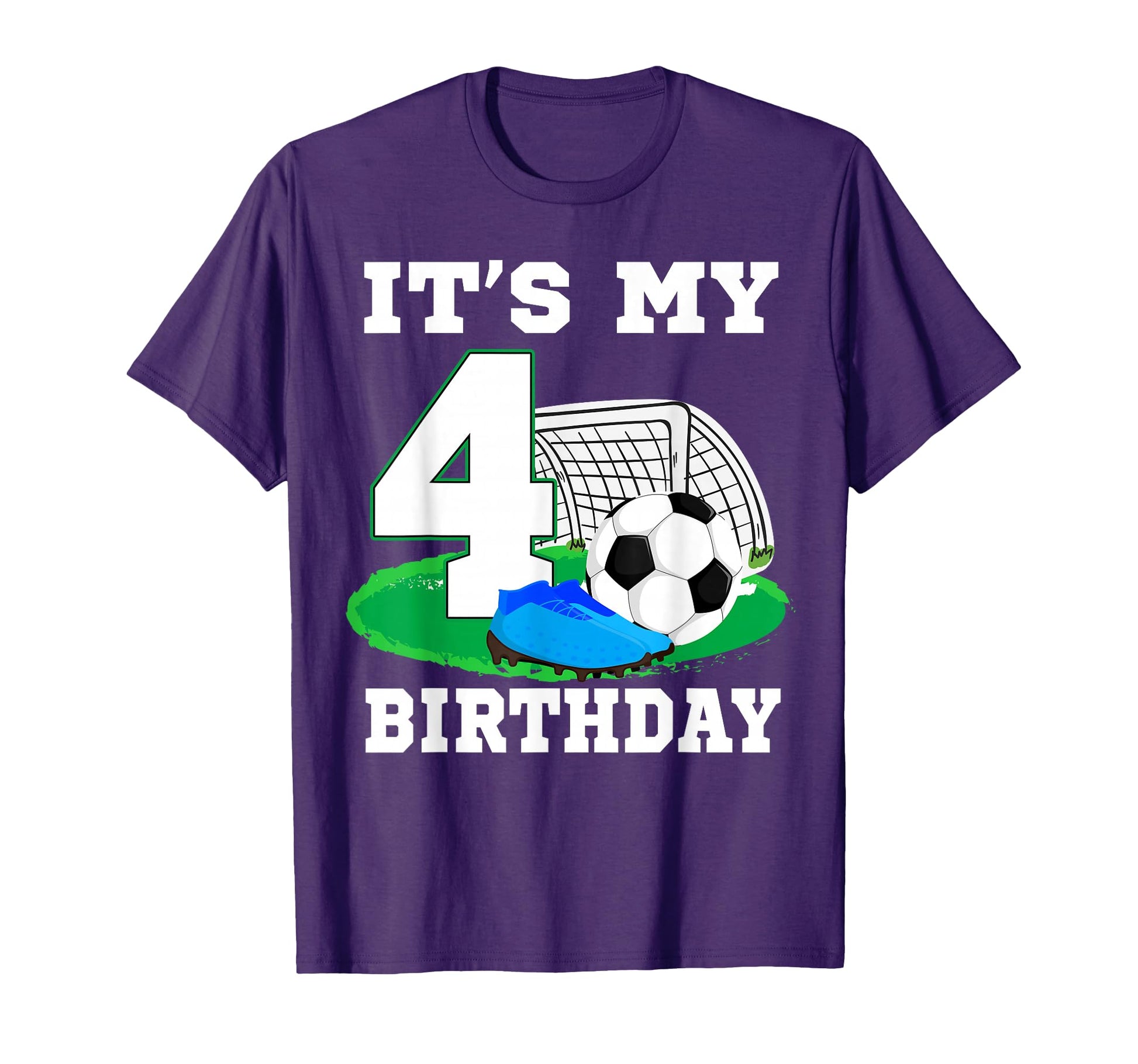 Its My 4 Year Old Birthday Soccer 4Th T-Shirt - Minimalist Print Men Women - T-Shirt, Sweatshirt, Hoodie