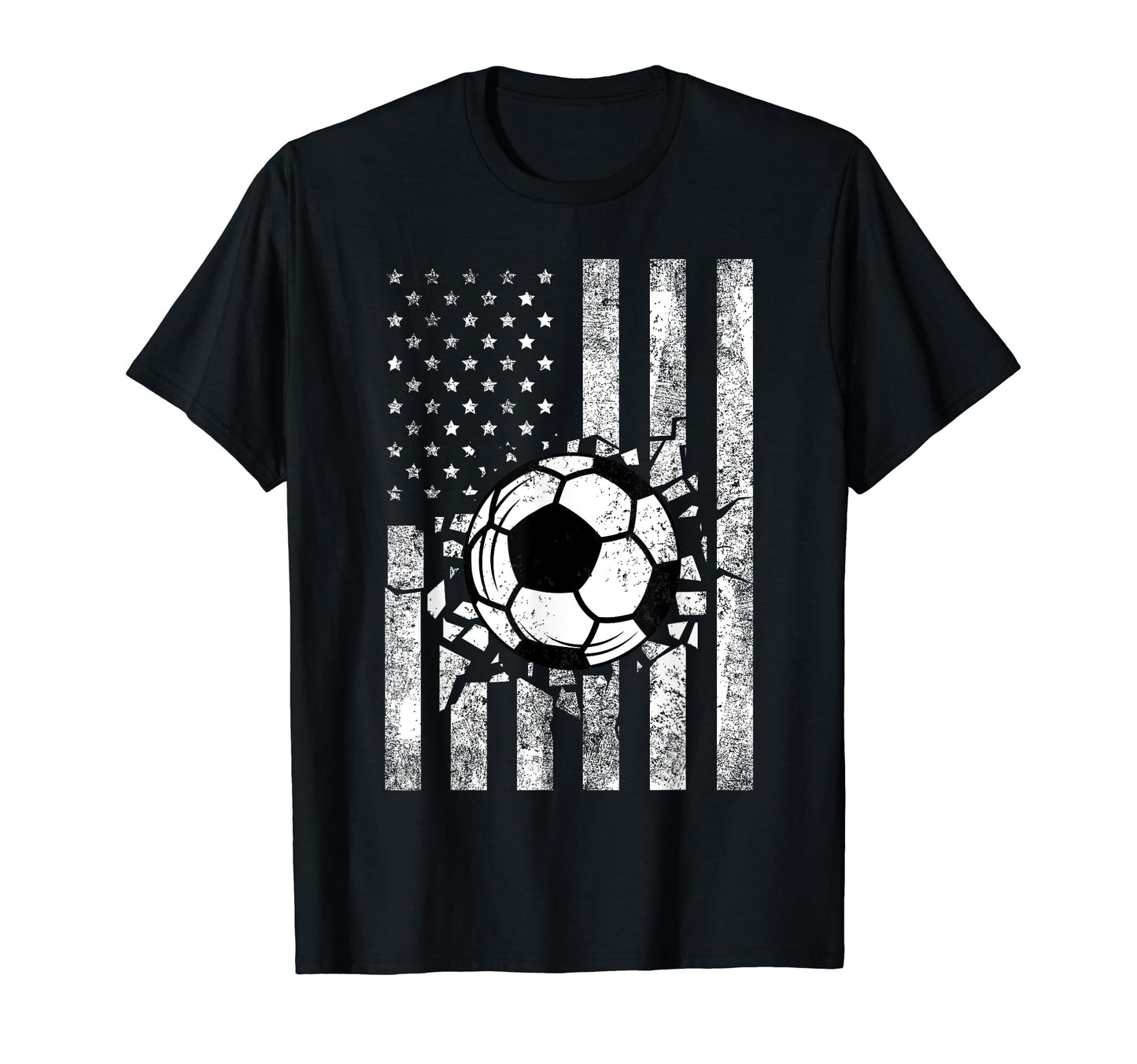 Soccer Usa Flag Funny American Distressed T-Shirt - Graphic Print Unisex - T-Shirt, Sweatshirt, Hoodie