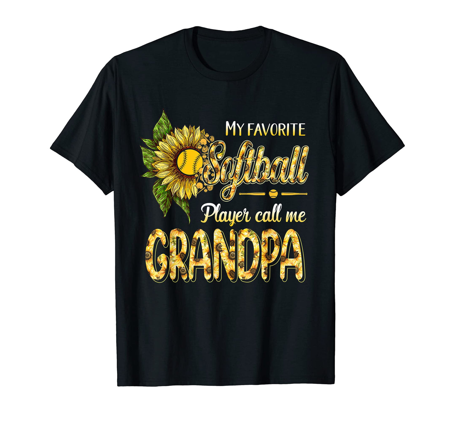 Softball Baseball Sunflower Fathers Day T-Shirt - Unique Graphic Unisex - T-Shirt, Sweatshirt, Hoodie