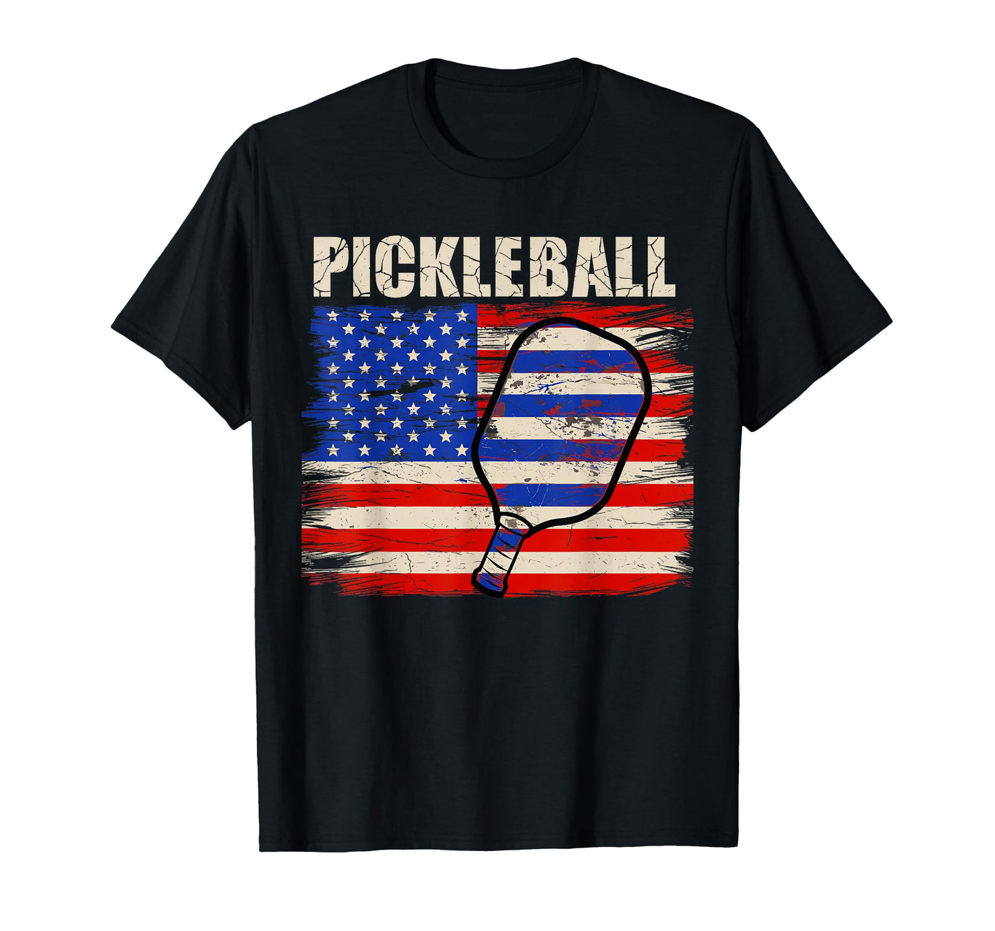 Us Flag Pickleball Player Paddleball T-Shirt - Graphic Print for Adults - T-Shirt, Sweatshirt, Hoodie