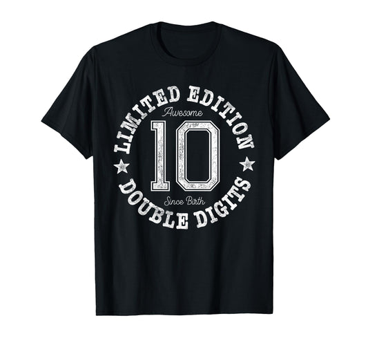 10 Double Digits 10Th Birthday 10 Year Old T-Shirt - Unique Graphic Unisex - T-Shirt, Sweatshirt, Hoodie