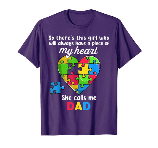 Autism Dad Autism Daughter Daddy T-Shirt - Novelty Apparel for Adults - T-Shirt, Sweatshirt, Hoodie