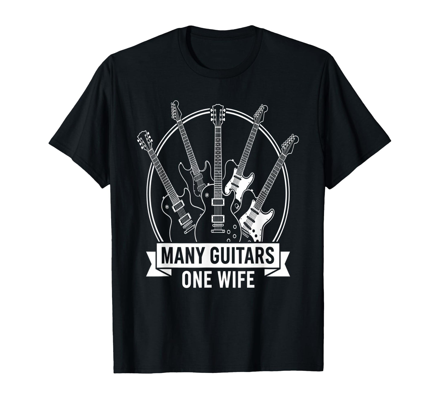 Many Guitars One Wife Funny Musician T-Shirt - Aesthetic Graphic Unisex - T-Shirt, Sweatshirt, Hoodie