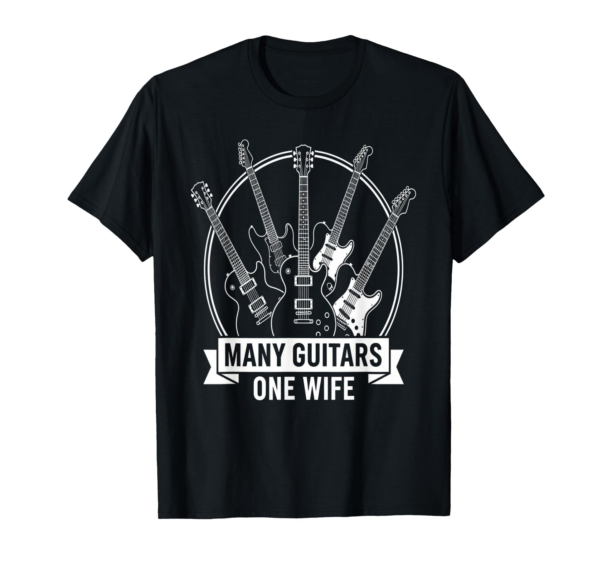 Many Guitars One Wife Funny Musician T-Shirt - Aesthetic Graphic Unisex - T-Shirt, Sweatshirt, Hoodie